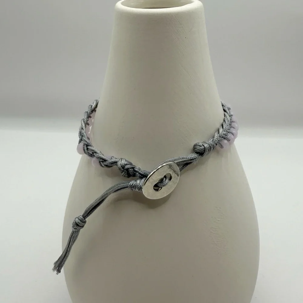 Pink Beads Braided Adjustable Bracelet